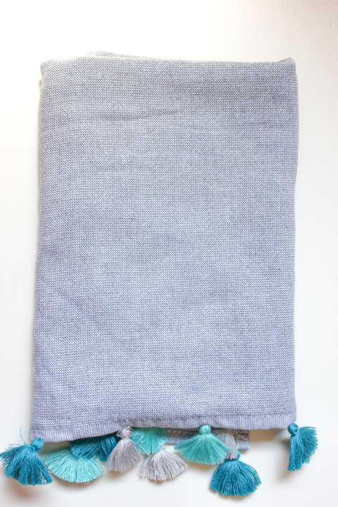 Armona Ponpon Peşkir Yüz Havlusu 50x100 cm Mavi