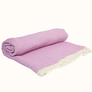 Navigli Çift Kişilik 4 Kat Müslin Yatak Örtüsü/Pike 250x260 cm Lila