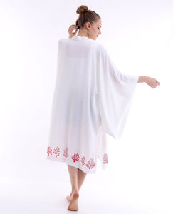 Coral Tasarım Pamuk Kimono Beyaz