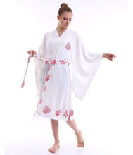 Görseli Galeri görüntüleyiciye yükleyin, Coral Tasarım Pamuk Kimono Beyaz
