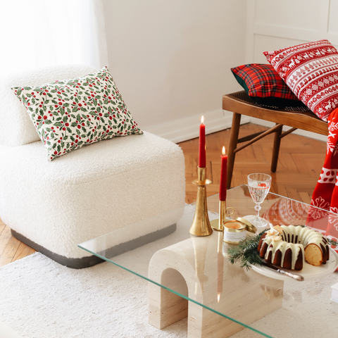 New Year Blossom Premium Keten Kırlent Kılıfı 45x45 cm