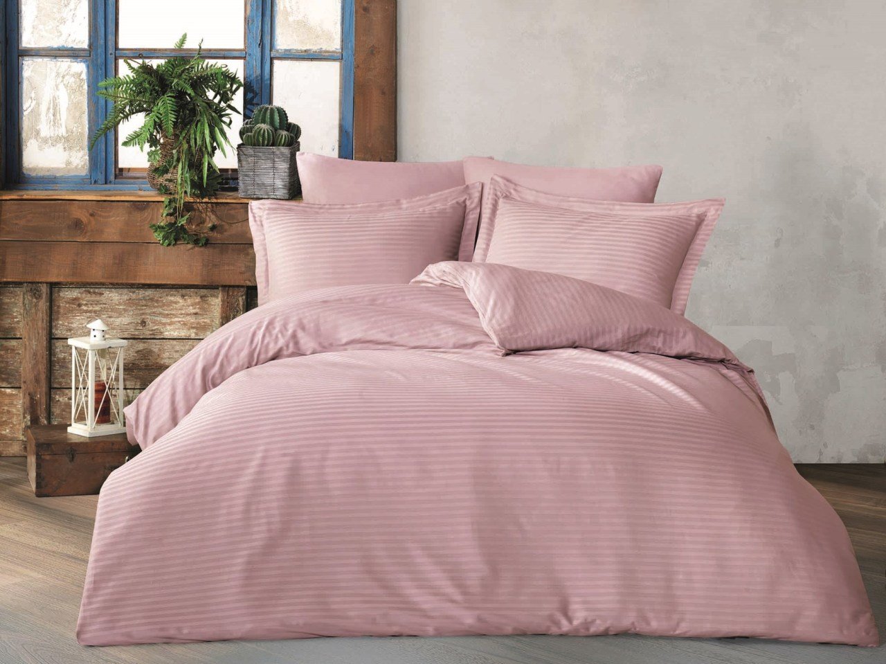Como Deluxe Pamuk Saten Çift Kişilik Nevresim Takımı Açık Pembe