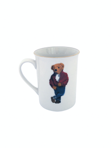 Kırmızı Ceketli Teddy Bear Porselen Kupa Beyaz
