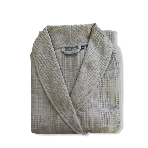 Gofre Dokuma %100 Pamuk Unisex Bornoz Gri