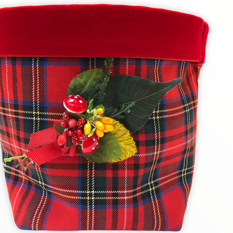 Tartan Çok Amaçlı Organizer Sepet Kırmızı