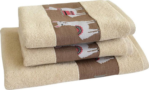 Laris Nakışlı Yüz Havlusu 50x100 cm Ekru