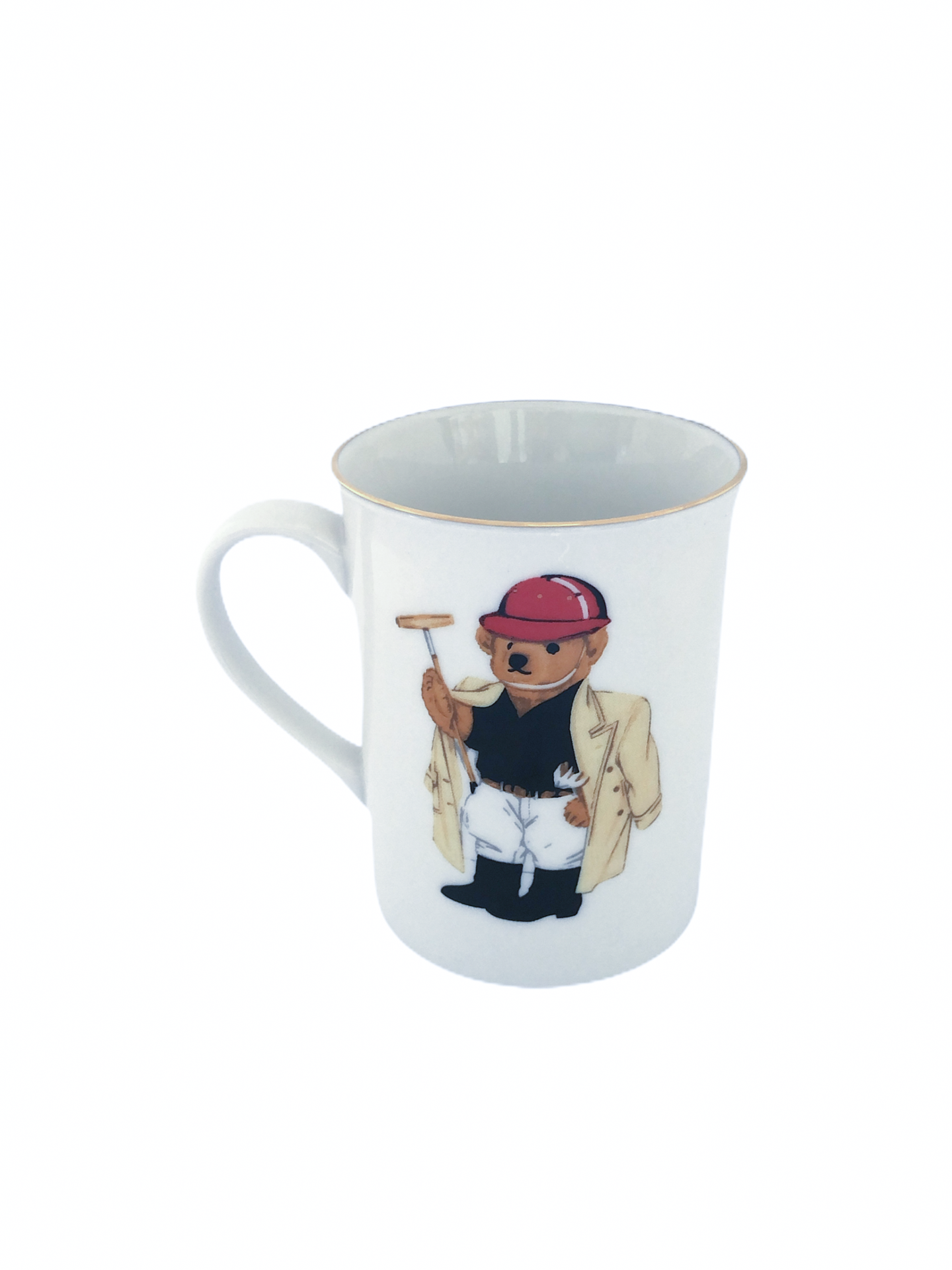 Golf Oyunculu Teddy Bear Porselen Kupa Beyaz