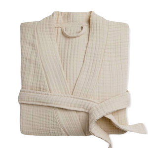 Navigli Müslin Pamuk Unisex Bornoz-Sabahlık Taş
