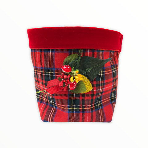 Tartan Çok Amaçlı Organizer Sepet Kırmızı