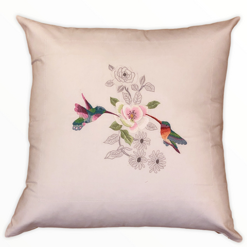 Marbella Kuş Bahçesi Nakışlı 60x60 cm Kırlent Kılıfı