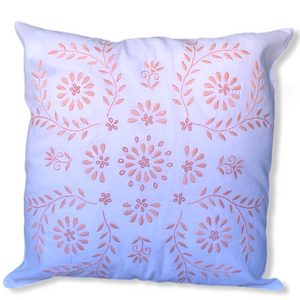 Marbella Motif Nakışlı Keten Kırlent Kılıfı 40x40 cm