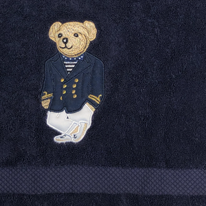 El Nakışı Teddy Bear Organik Pamuk Havlu Lacivert