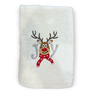 Reindeer Nakışlı Yüz Havlusu Beyaz 50x80 cm