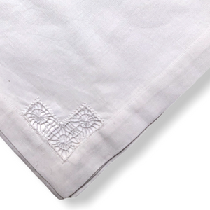 Beyaz Delik İş Nakışlı Keten Peçete Seti (4'lü Paket)
