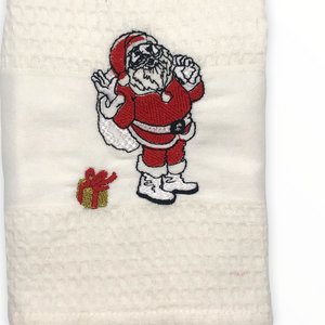 Santa Nakışlı Kurulama Havlusu Beyaz