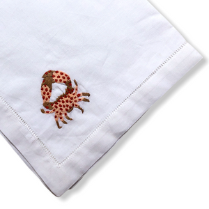 Coral Nakışlı Keten Peçete Seti  (4'lü Paket)