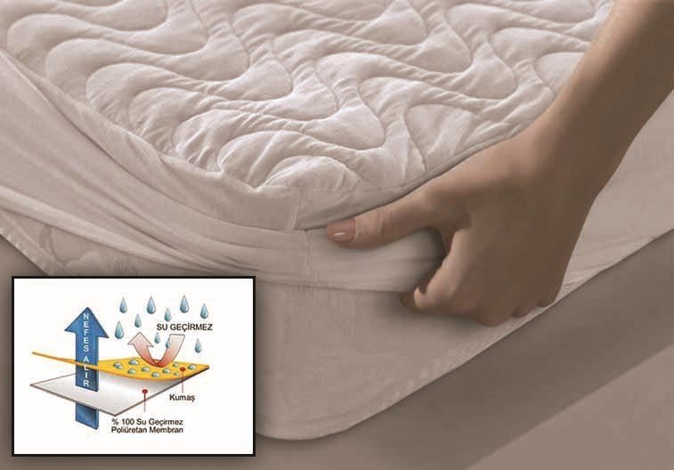 Çift Kişilik 160x200 cm Sıvı Geçirmez Lastikli Kapitone Yatak Alezi