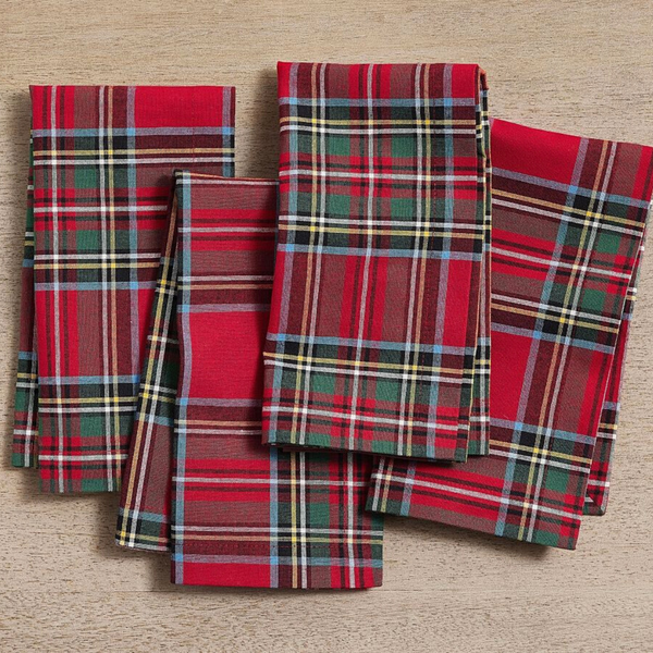 Tartan Leke Tutmaz Peçete Kırmızı (2'li Set)